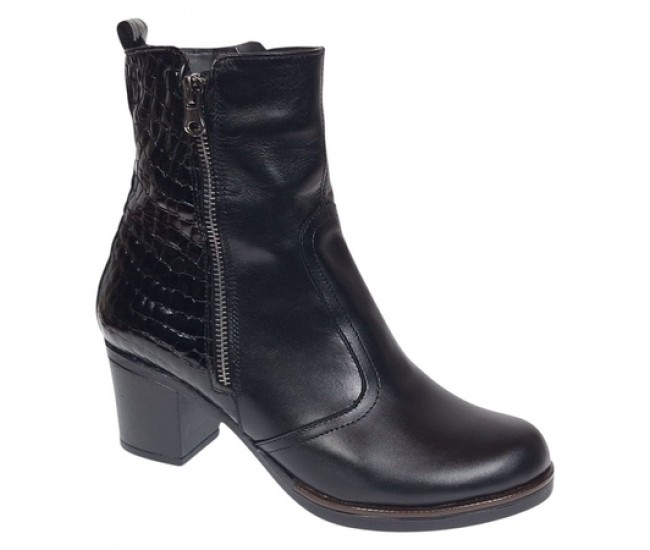 Ghete dama casual imblanite din piele naturala de culoare neagra GD206NBOX
