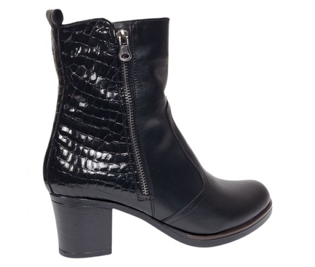 Ghete dama casual imblanite din piele naturala de culoare neagra GD206NBOX