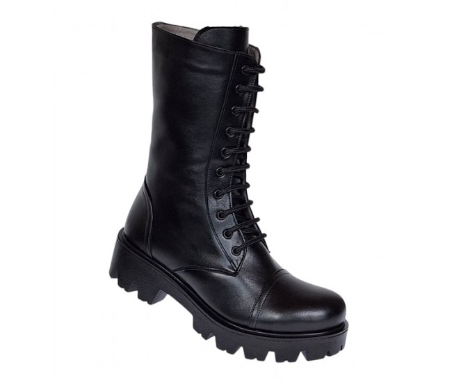 Ghete dama din piele naturala imblanite Negru Daiki - NA289N