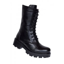 Ghete dama din piele naturala imblanite Negru Daiki 289