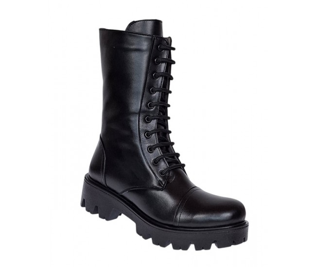 Ghete dama din piele naturala imblanite Negru Daiki - NA289N