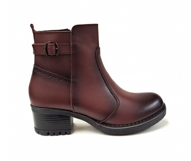 Ghete dama din piele naturala, cu fermoar, IMBLANITE, MARO - GD680MARO