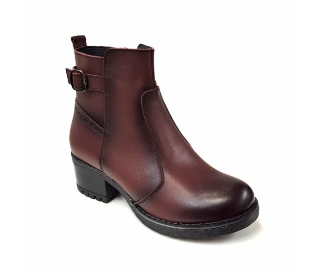 Ghete dama din piele naturala, cu fermoar, IMBLANITE, MARO - GD680MARO