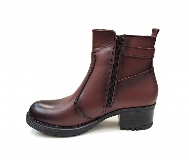 Ghete dama din piele naturala, cu fermoar, IMBLANITE, MARO - GD680MARO