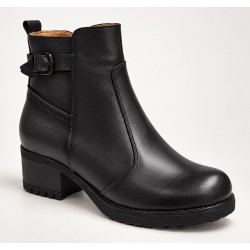 Ghete dama din piele naturala negre cu fermoar imblanite Maia - GD680N