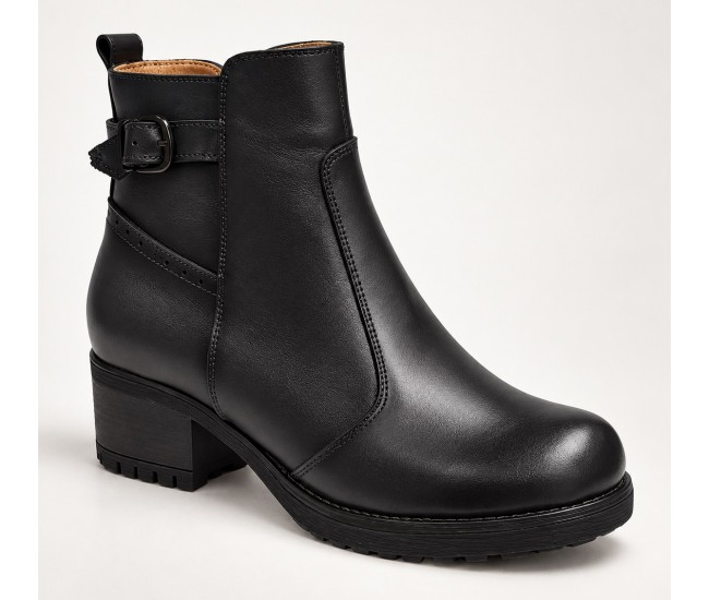 Ghete dama din piele naturala negre cu fermoar imblanite Maia - GD680N