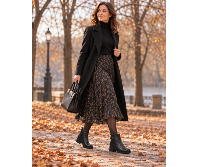 Ghete dama din piele naturala negre cu fermoar imblanite Maia - GD680N