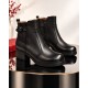 Ghete dama din piele naturala negre cu fermoar imblanite Maia - GD680N