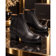 Ghete dama din piele naturala negre cu fermoar imblanite Maia - GD680N