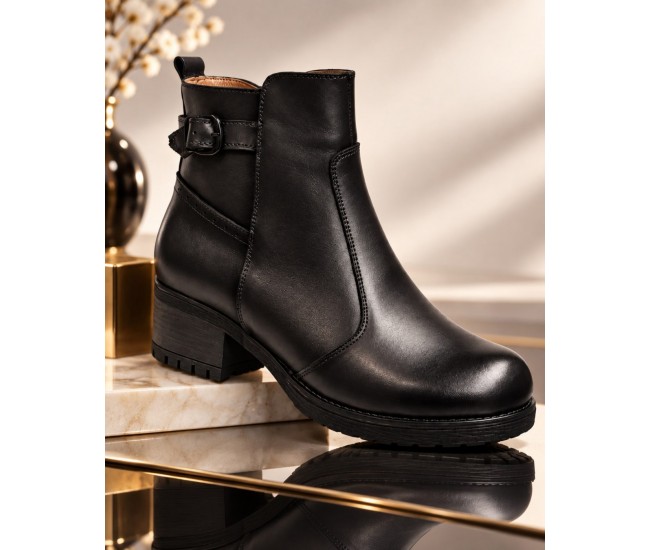 Ghete dama din piele naturala negre cu fermoar imblanite Maia - GD680N