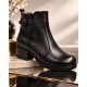 Ghete dama din piele naturala negre cu fermoar imblanite Maia - GD680N