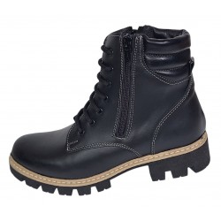 Ghete dama neimblanite din piele naturala cu siret si fermoar Luiza GDLUIZA