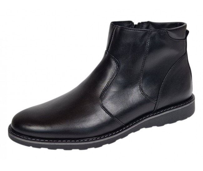 Ghete barbati imblanite cu fermoar din piele naturala – Nordvik GF1204CSN, confort elegant pentru iarna