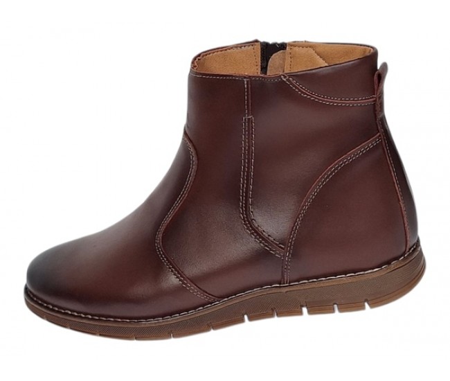 Ghete barbati casual din piele naturala maro cu fermoar imblanite GF1204YANIS