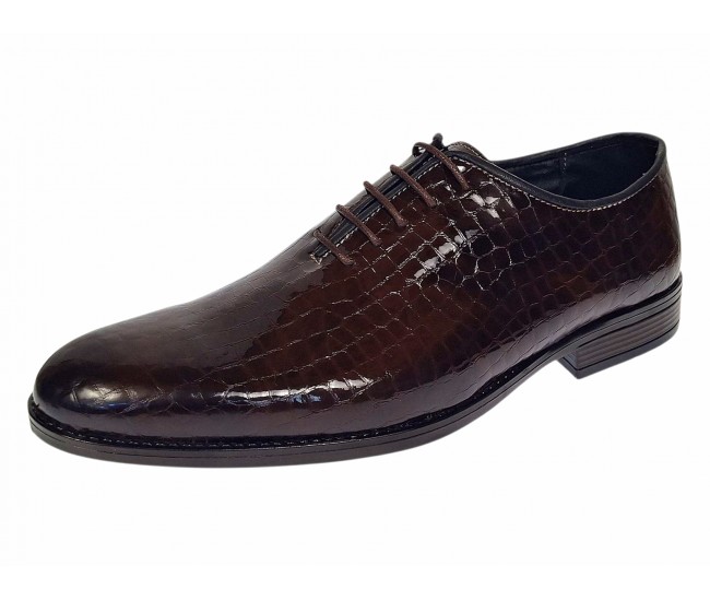 Pantofi barbati maro croco lac – eleganta cu impact pentru tinute de eveniment GK150CRM