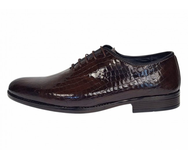 Pantofi barbati maro croco lac – eleganta cu impact pentru tinute de eveniment GK150CRM