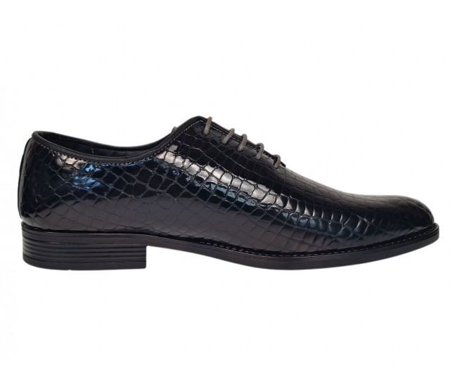 Pantofi barbati negri lac croco – eleganta puternica pentru tinute care impun respect GK150CRN