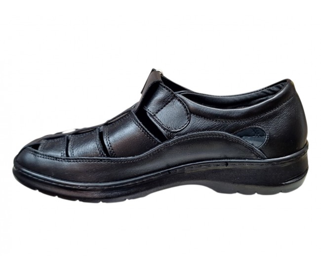 Sandale barbati negre casual din piele naturala Ciucaleti GK1N
