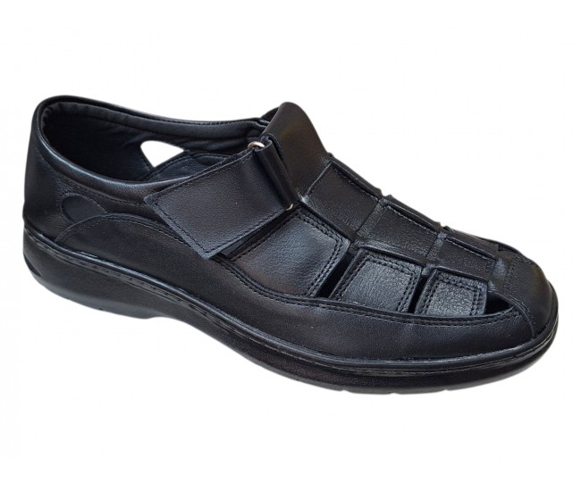 Sandale barbati negre casual din piele naturala Ciucaleti GK1N