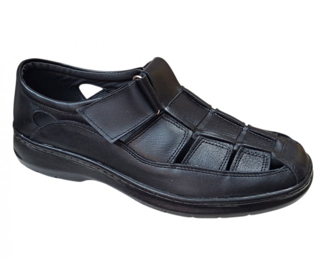 Sandale barbati negre casual din piele naturala Ciucaleti GK1N