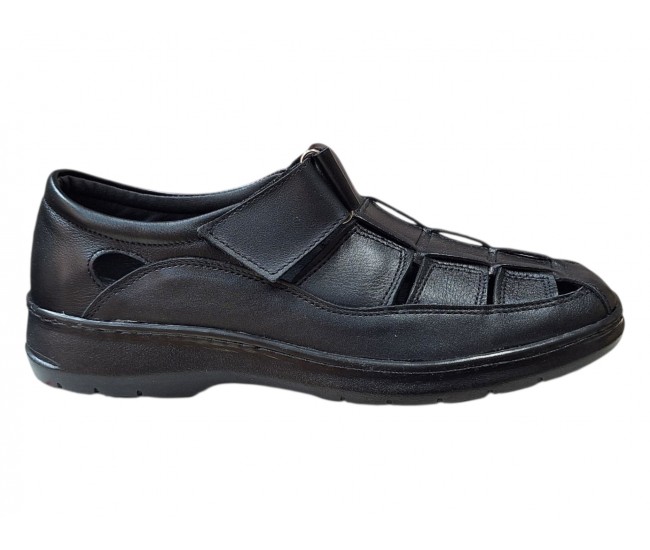 Sandale barbati negre casual din piele naturala Ciucaleti GK1N