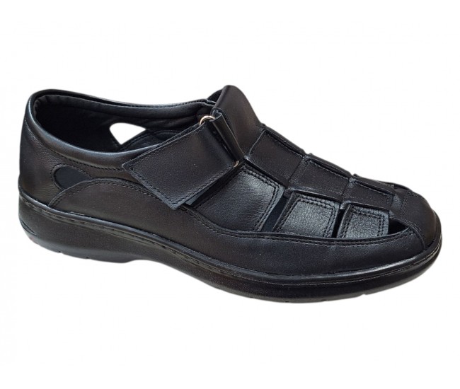 Sandale barbati negre casual din piele naturala Ciucaleti GK1N