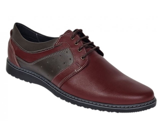 Pantofi barbati casual din piele naturala Visiniu Gri GK1VG