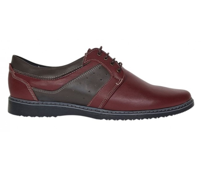 Pantofi barbati casual din piele naturala Visiniu Gri GK1VG