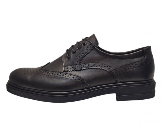 Pantofi barbati eleganti negri din piele naturala tip brogue – design clasic office - GK756N