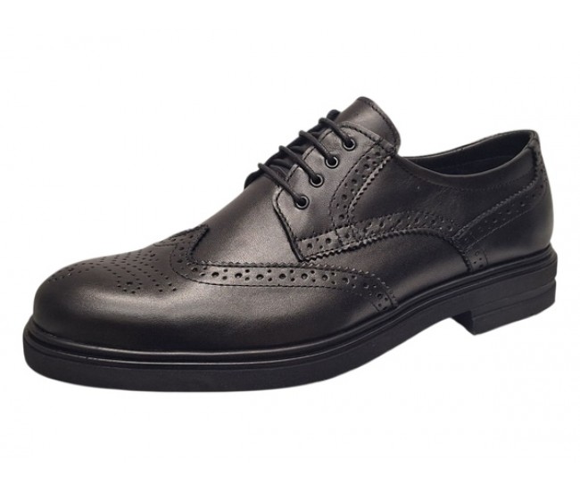 Pantofi barbati eleganti negri din piele naturala tip brogue – design clasic office - GK756N