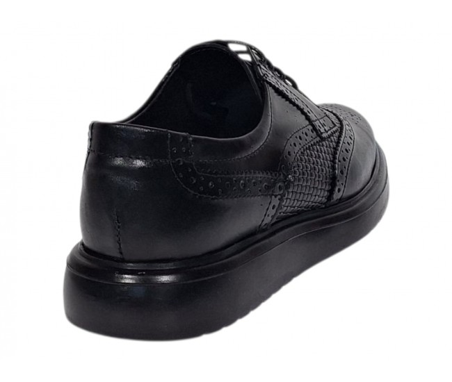 Pantofi Brogue Derby Casual - Eleganti barbati din piele naturala culoare neagra DeSuceava GK826ORTN