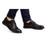 Pantofi bărbați negri din piele naturală, Derby cu perforații decorative GK826TN