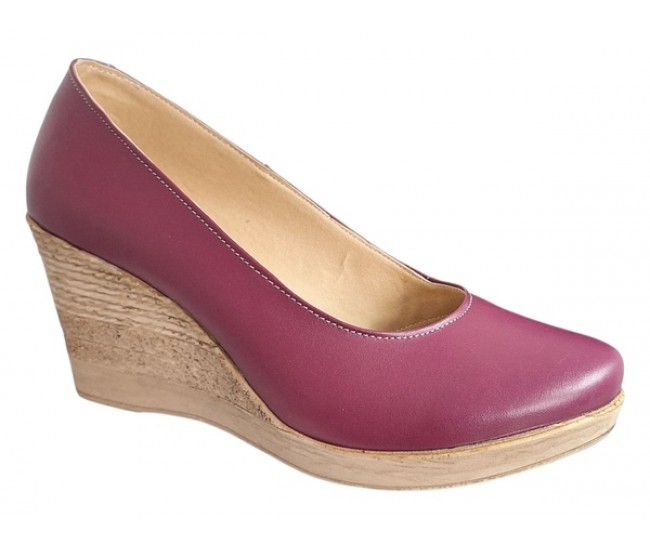 Pantofi dama casual din piele naturala box cu platforma de 7 cm Mara Grena