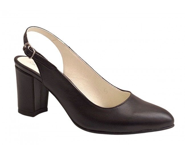 Pantofi dama eleganti decupati din piele naturala - Model Angelyna Negru Box