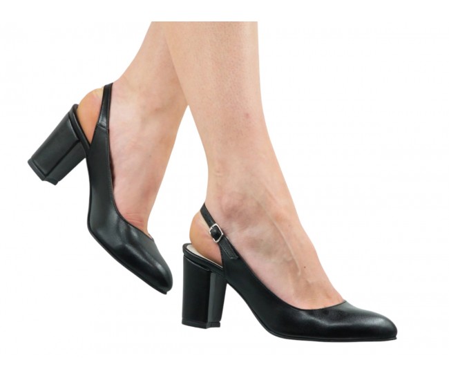 Pantofi dama eleganti decupati din piele naturala - Model Angelyna Negru Box