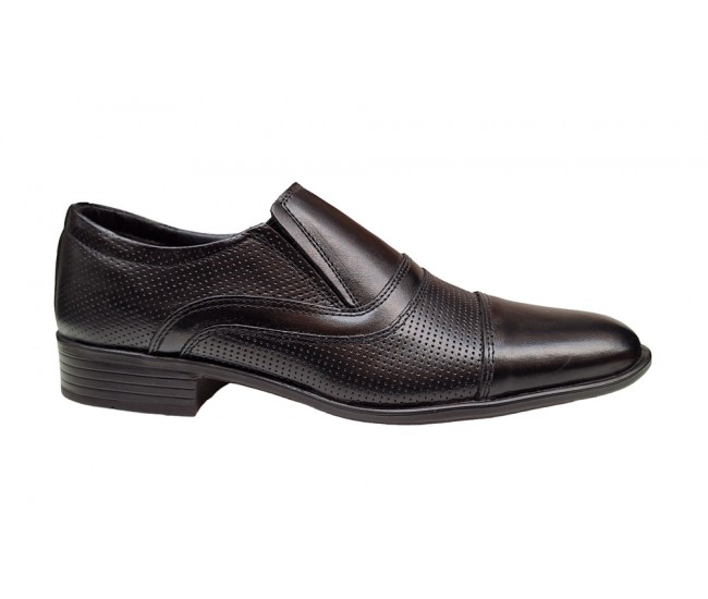 Pantofi barbati, eleganti, piele naturala, negru - GKR01N