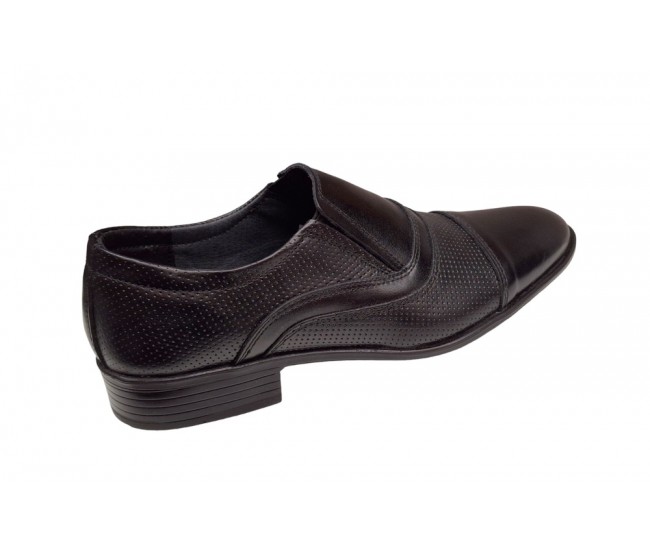 Pantofi barbati, eleganti, piele naturala, negru - GKR01N