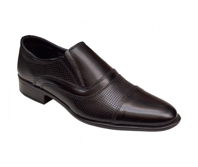 Pantofi barbati, eleganti, piele naturala, negru - GKR01N