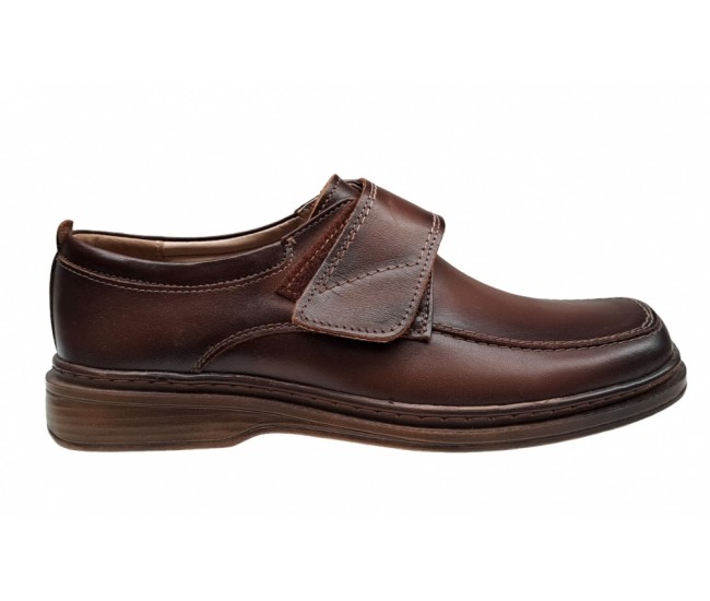 Pantofi barbati casual din piele naturala, cu arici, calapod lat, Maro, GKR09M