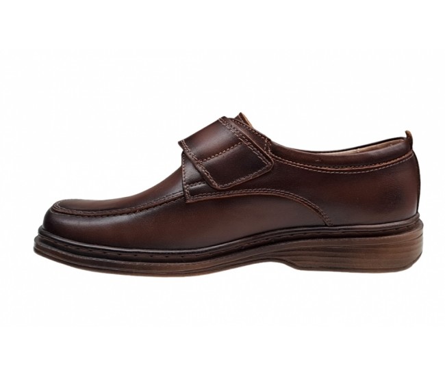 Pantofi barbati, model casual, calapod lat, piele naturala, maro, GKR09M