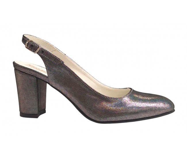 Pantofi dama eleganti din piele naturala - Model Angelyna Gri Sidef 