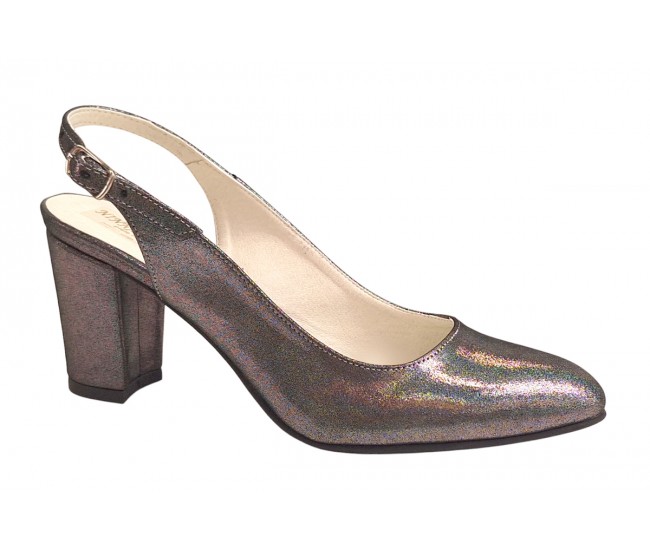Pantofi dama eleganti din piele naturala - Model Angelyna Gri Sidef 