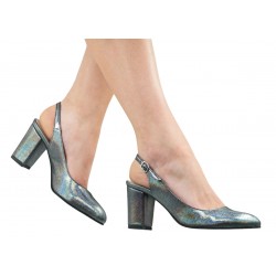 Pantofi dama eleganti din piele naturala - Model Angelyna Gri Sidef 