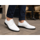 Pantofi Derby bărbați albi din piele naturală, eleganți casual – GKR103AB