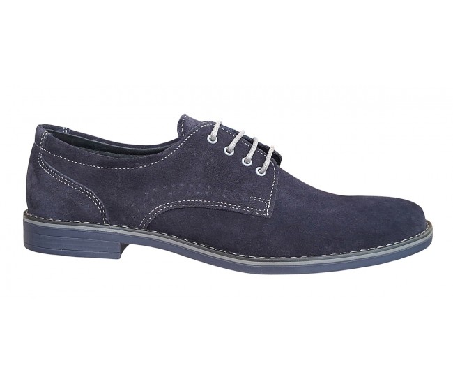 Pantofi barbati din piele naturala intoarsa - Model Bleumarin 103BLVEL