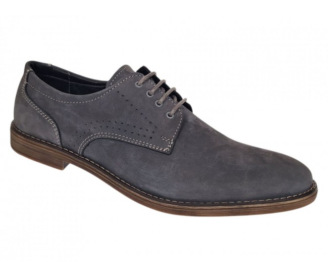 Pantofi barbati gri din piele naturala intoarsa – Stil casual elegant GKR103GRIV
