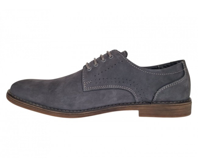 Pantofi barbati gri din piele naturala intoarsa – Stil casual elegant GKR103GRIV