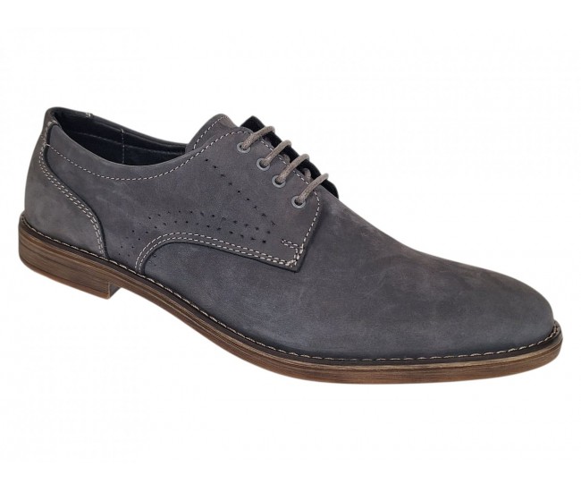 Pantofi barbati gri din piele naturala intoarsa – Stil casual elegant GKR103GRIV