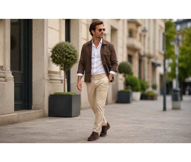 Pantofi barbati casual din piele naturala intoarsa maro GKR103MVEL