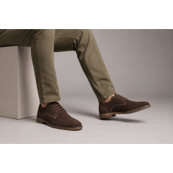 Pantofi barbati casual din piele naturala intoarsa maro GKR103MVEL